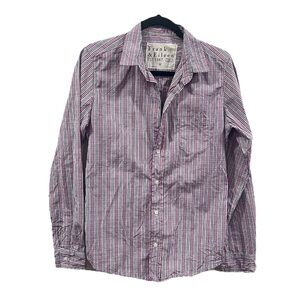 Frank & Eileen Barry Plaid Long Sleeve Button Down Shirt Medium Purple Navy Top